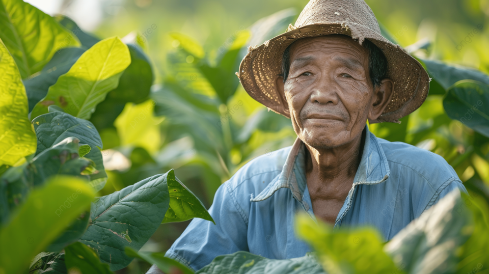 Asian Senior Male Farmer Working